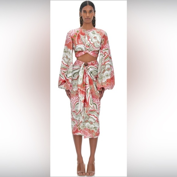 Andrea Iyamah Other - NWT Andrea Iyamah Swimwear Set Behati Abstract Mushroom Cropped Top  Size Large